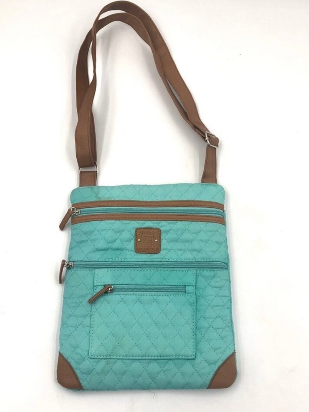 Stone Mountain quilted aqua crossbody bag